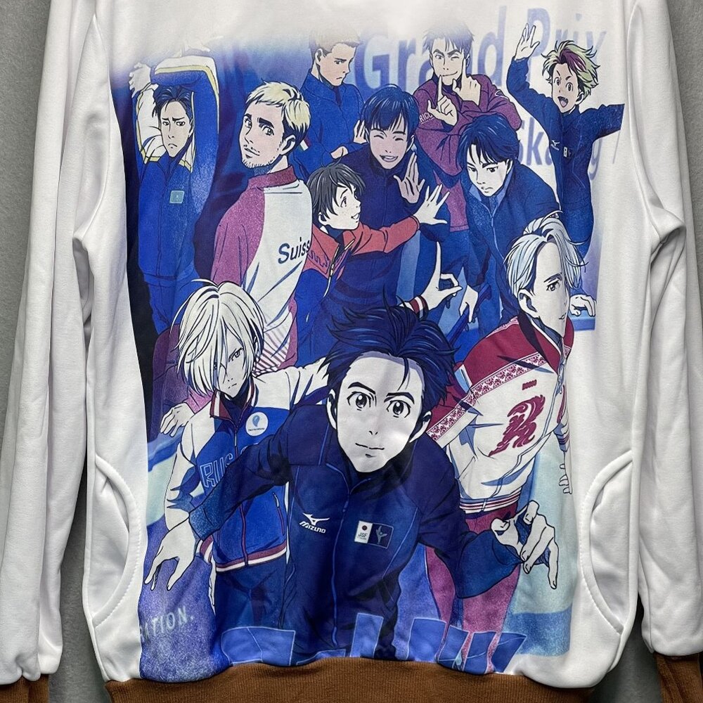 Yuri!!! On Ice Anime Hoodie Cosplay Sweatshirt Vibrant Print White Brown L - Picture 2 of 8